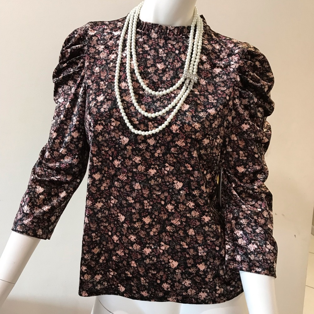 CeCe Women’s Velvet Top/black/multi/size 1X/nwt - Picture 8 of 14